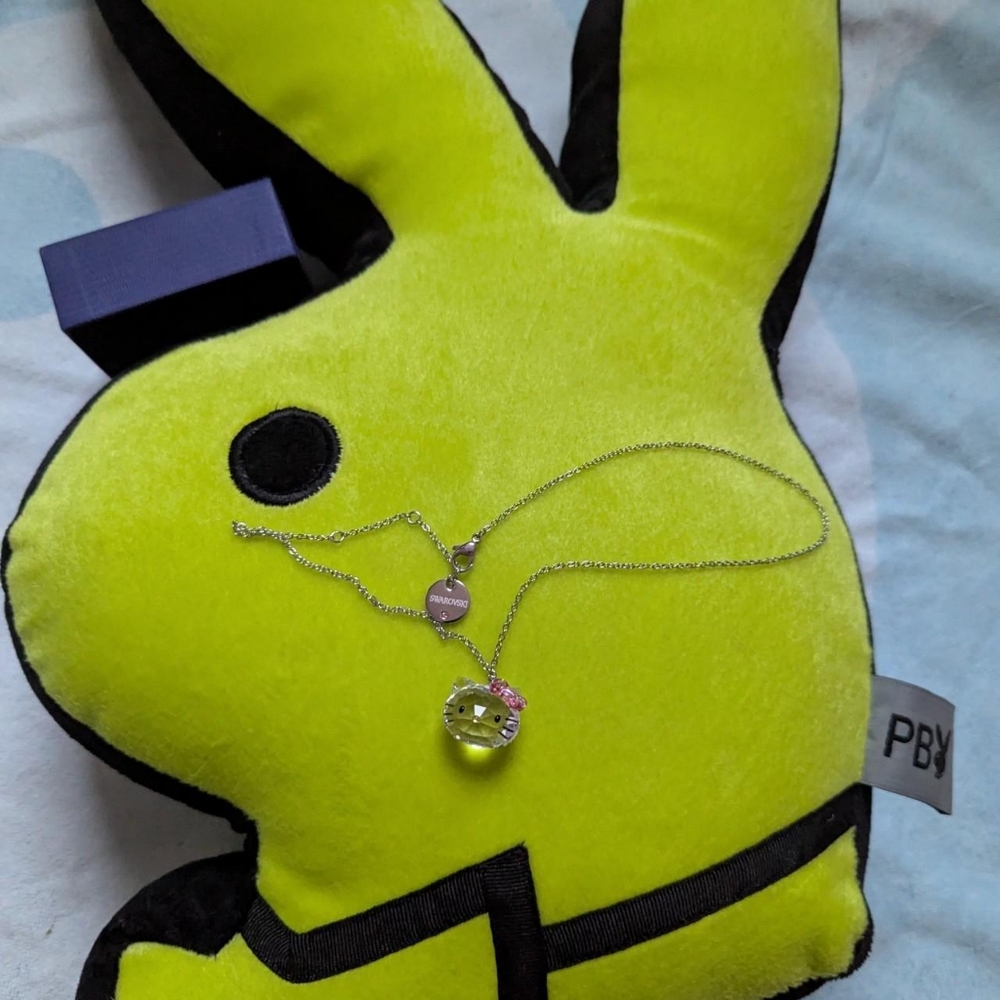 Hello Kitty X Swarovski Necklace Kitty Head Clear Pink Bow - Picture 4 of 8